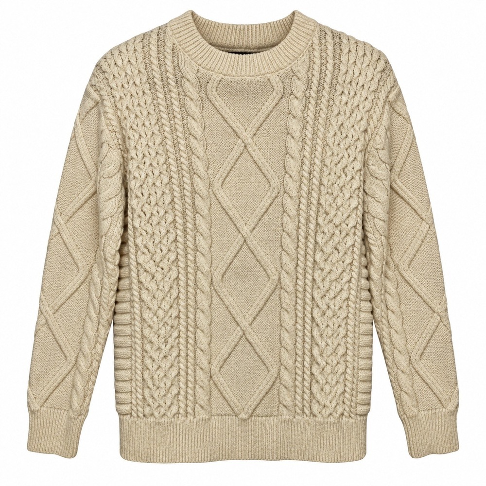 VAMTAC Old Money Fisherman Cable Knit Sweater Small Minimalist Preppy Coastal